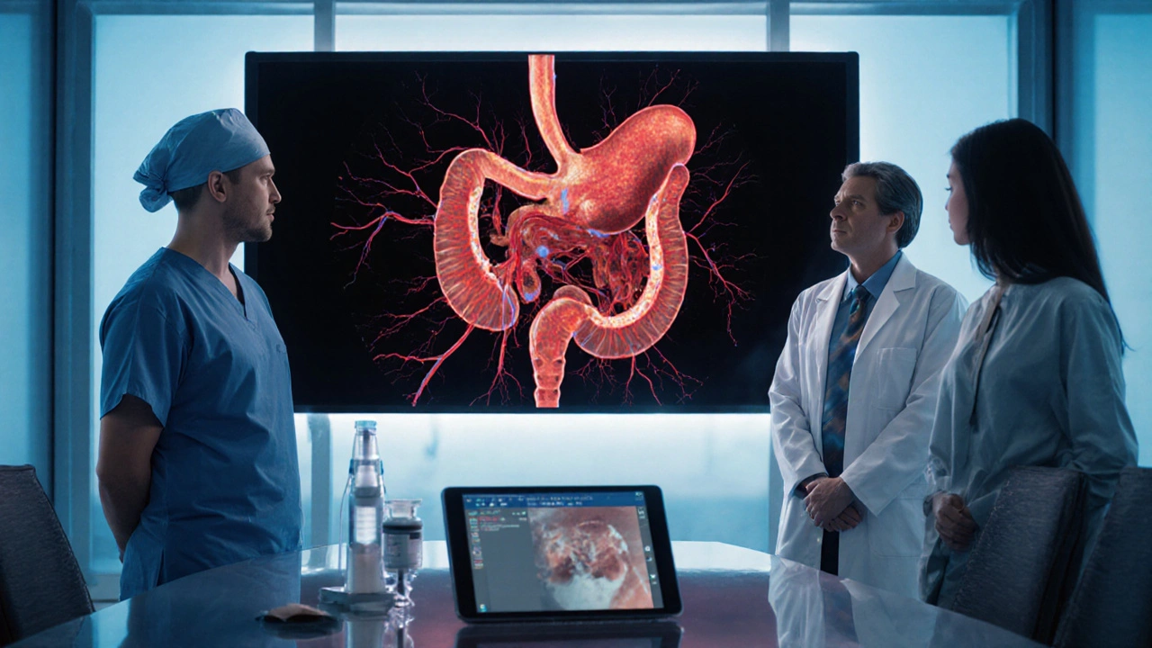 Stage II: Tumor Grows Beyond the Pancreas but No Distant Spread