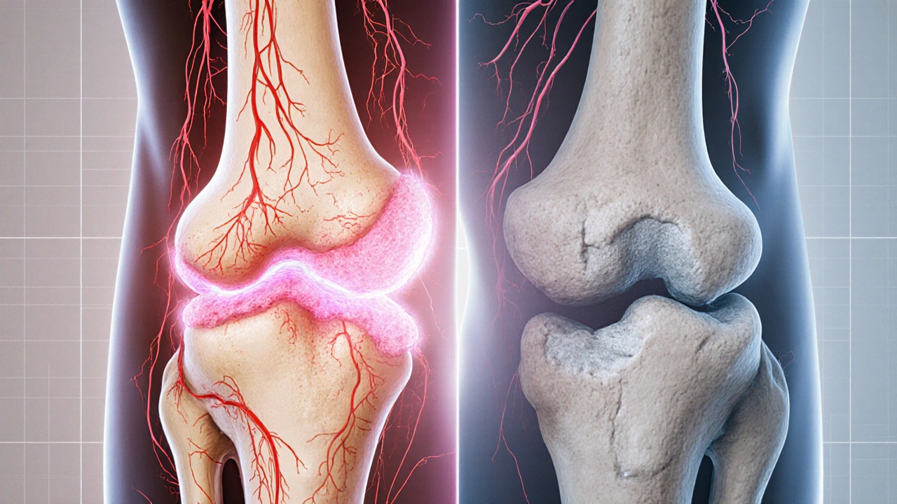 Tibia fracture illustration contrasting healthy healing with limited healing in a smoker.