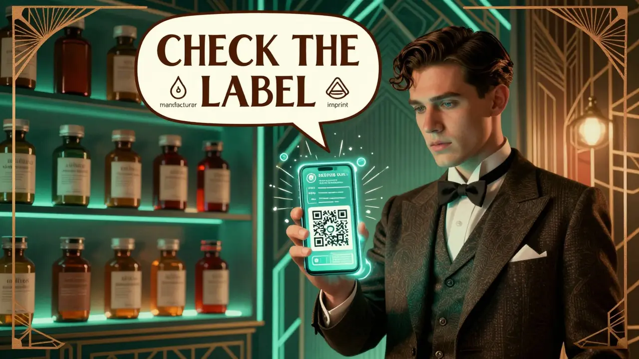 Person using smartphone to scan a QR code that projects a holographic pill identification chart.