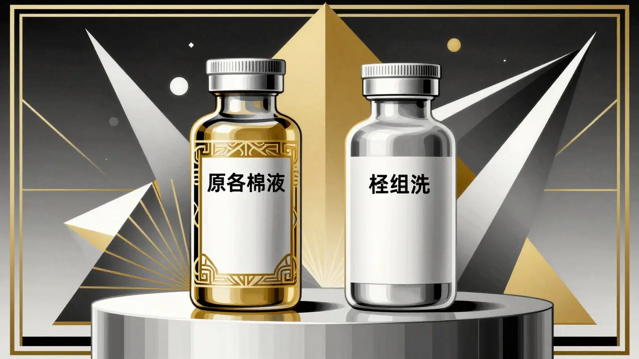 Two elegant medicine bottles compared in Art Deco style