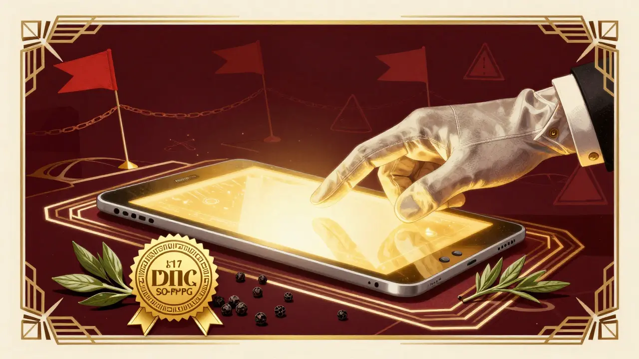 Art Deco illustration showing safe online purchase of authentic herbal supplements.