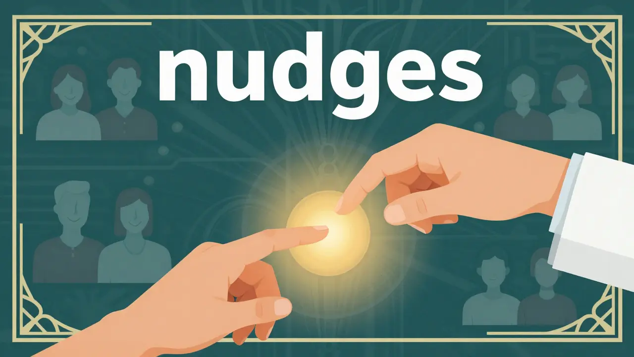 Doctor guiding patient choice using behavioral nudges