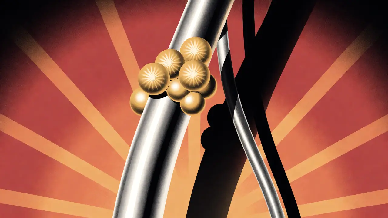 Art Deco image of yeast on central venous catheter